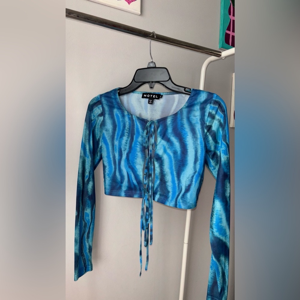 motel rocks long sleeve mesh crop top